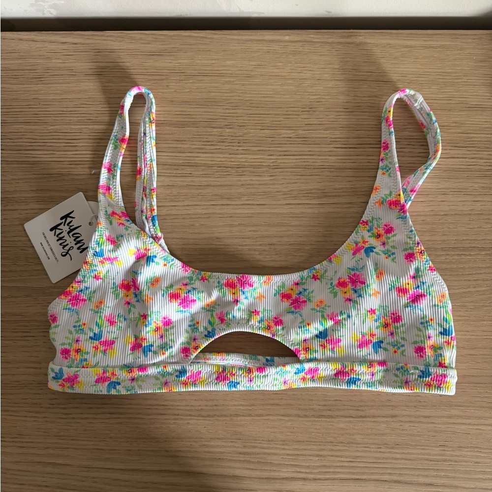 Floral Bikini Top with Cutout